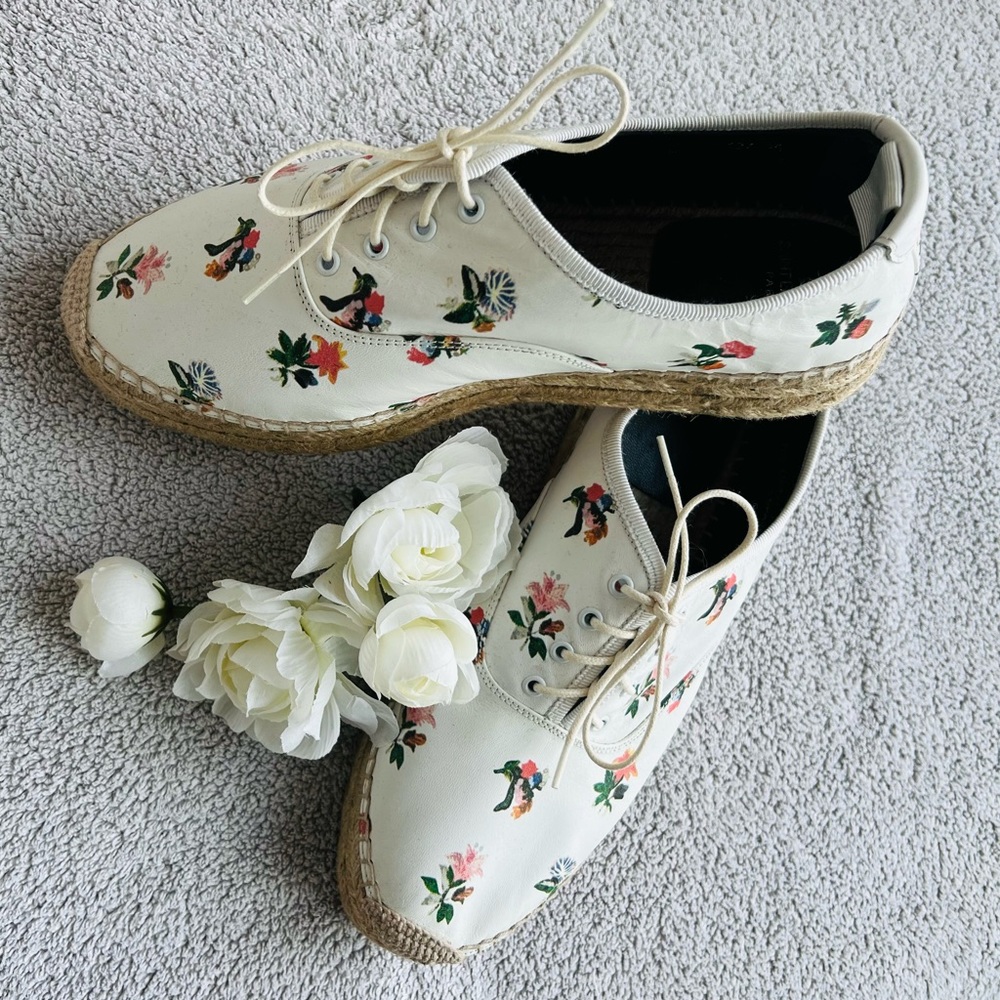 Yves St Laurent leather floral espadrille sneakers.   Brand new, never worn.